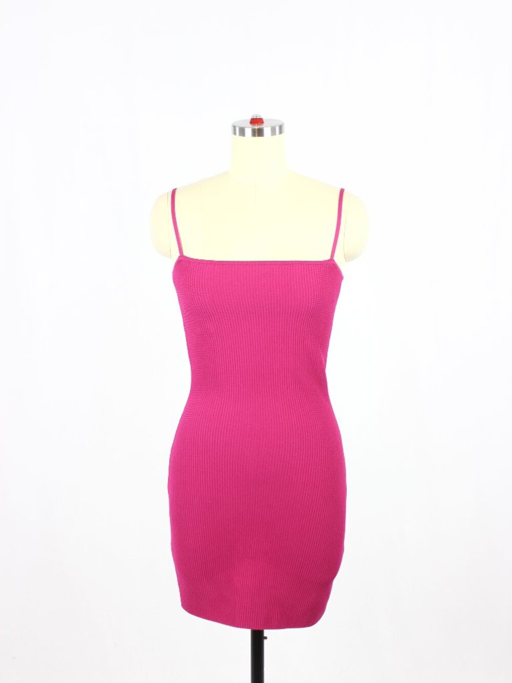 NWOT Aritzia BABATON Sculpt Knit Pink Square Neck Cami Mini Dress, Size S